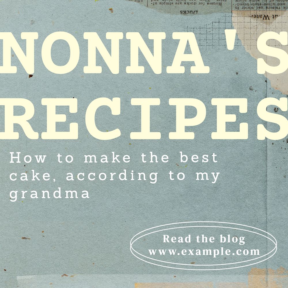 Nonna's recipes Instagram post template, editable text