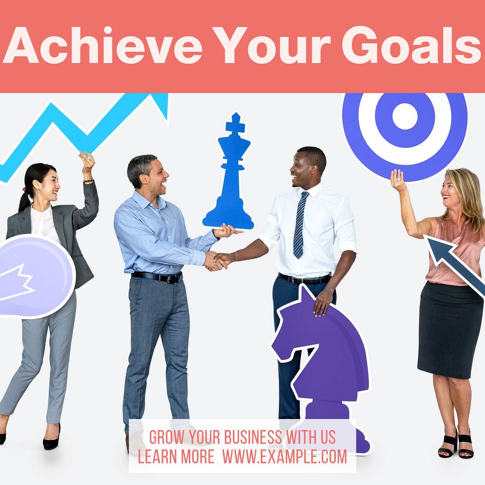 Achieve business goals Instagram post template, editable design