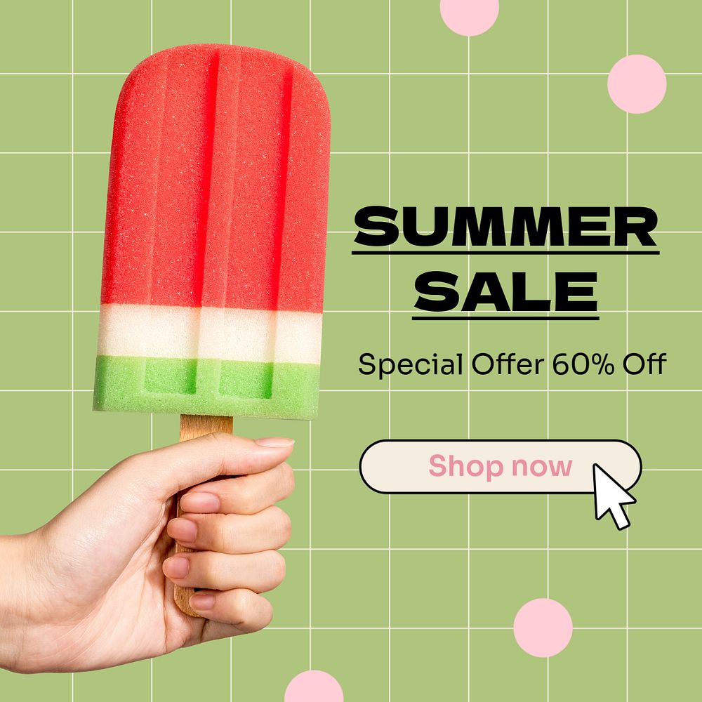 Summer sale Instagram post template, editable text