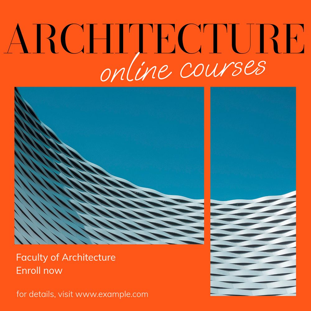 Architecture, online degrees Instagram post template, editable social media ad