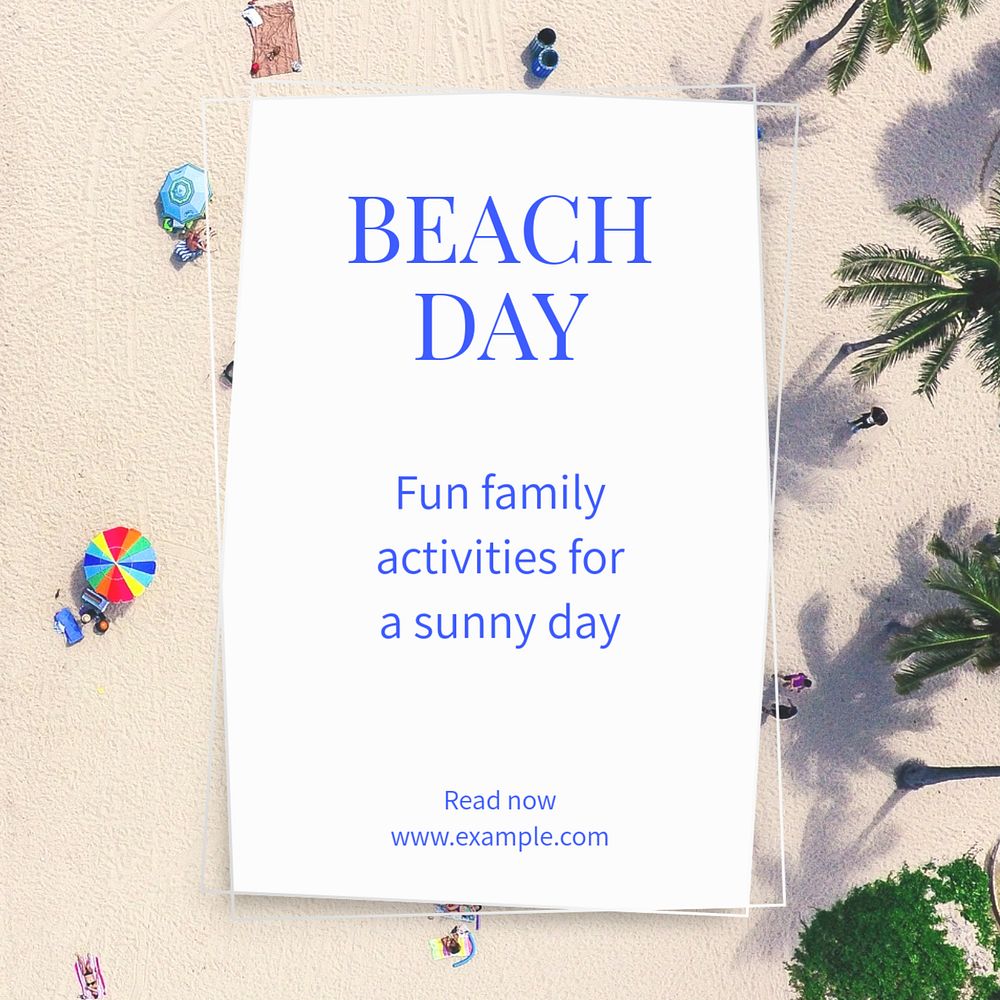 Beach day Instagram post template, editable design