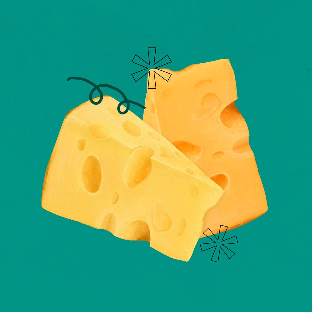 Alpine cheese, dairy food illustration, editable design