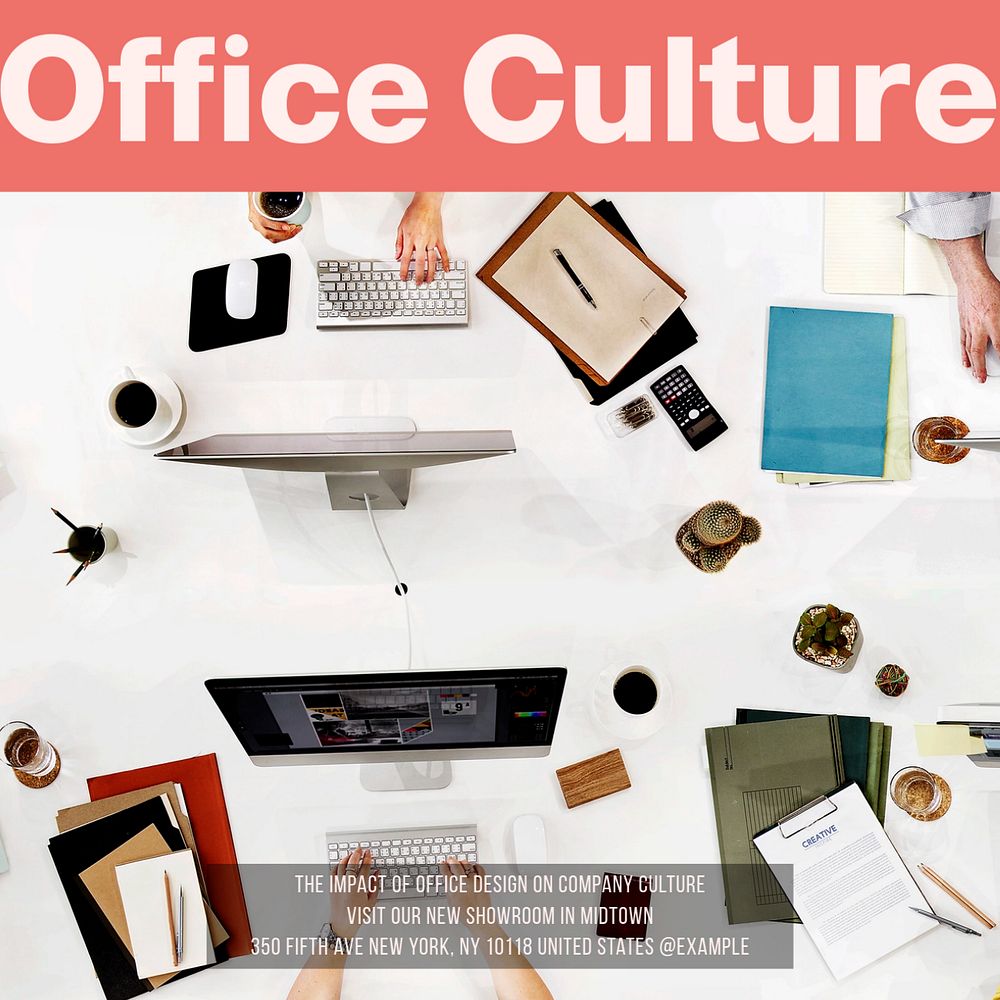 Office space Instagram post template, editable design