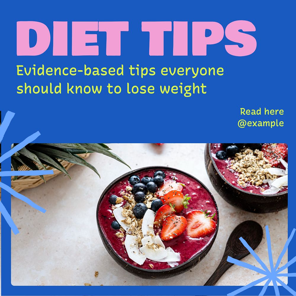 Diet tips Instagram post template, editable text