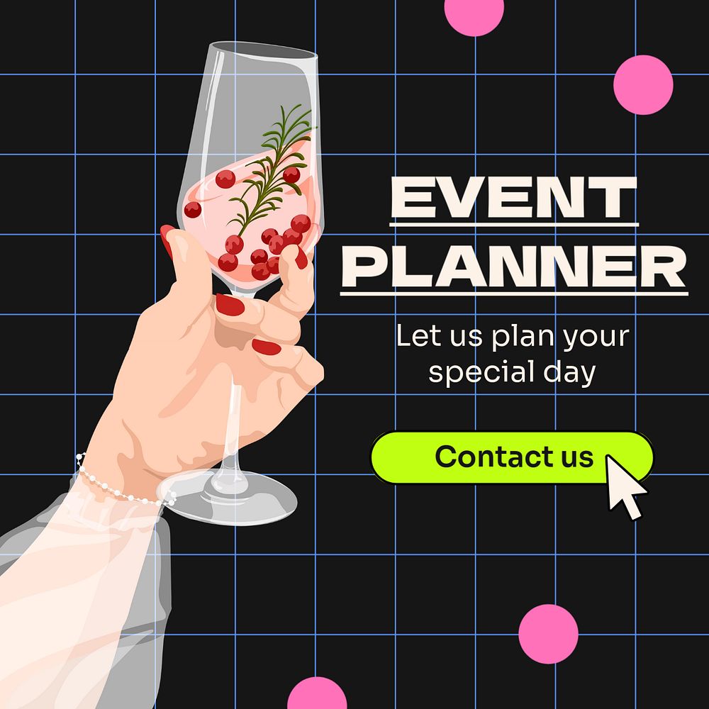 Event planner Instagram post template, editable text