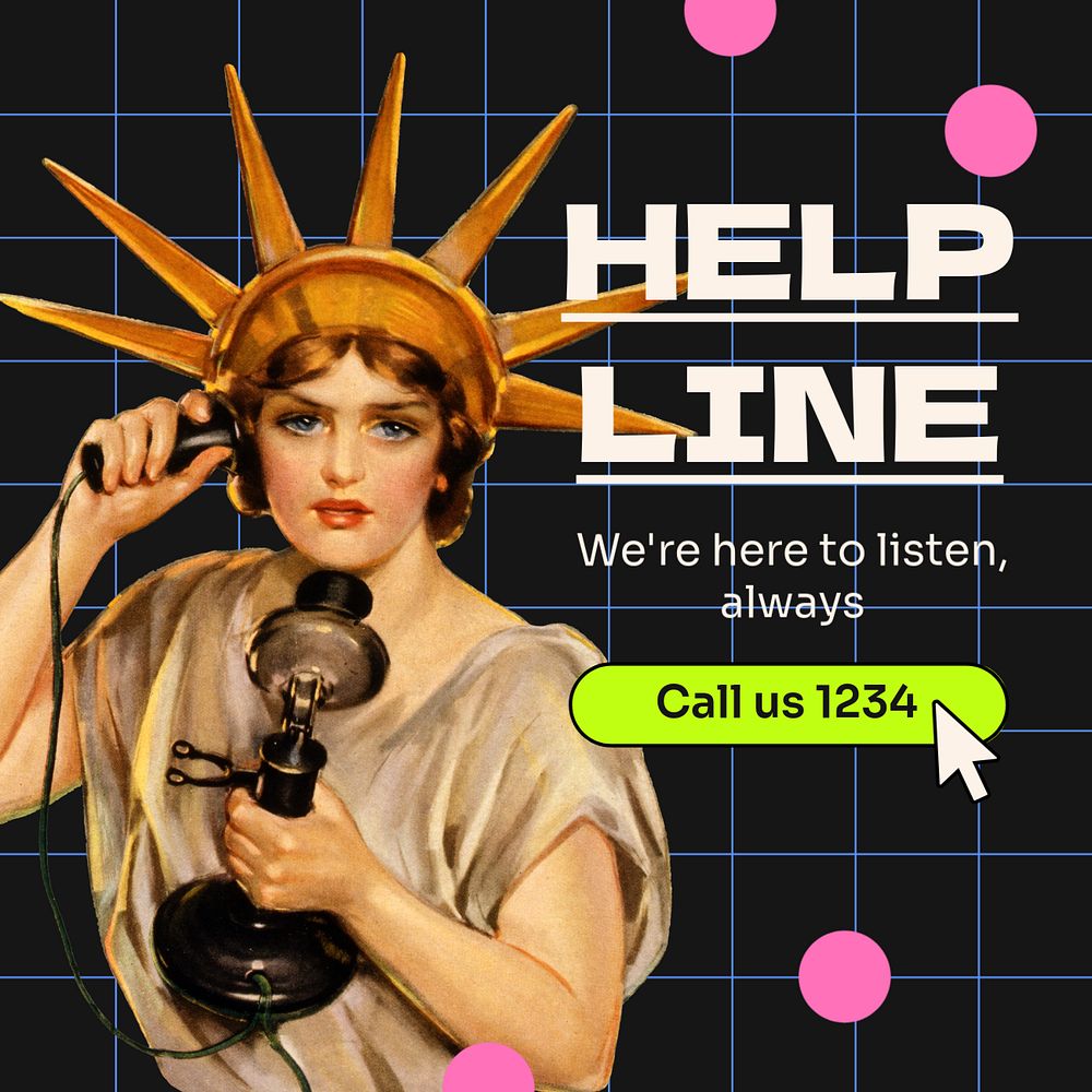 Helpline Instagram post template, editable text