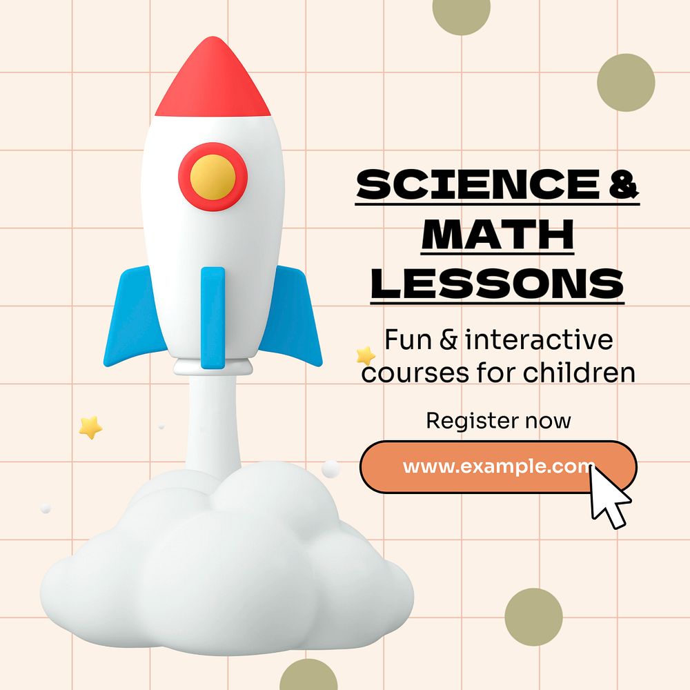 Science & math lessons post template, editable social media design