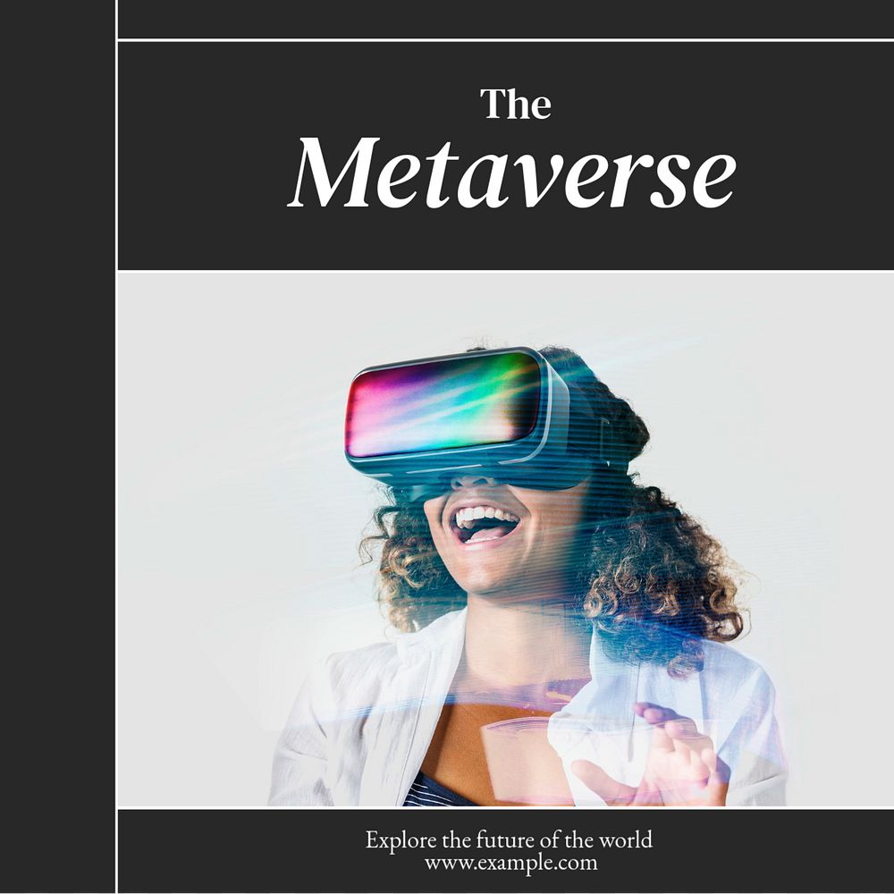 Metaverse Facebook post template, editable design