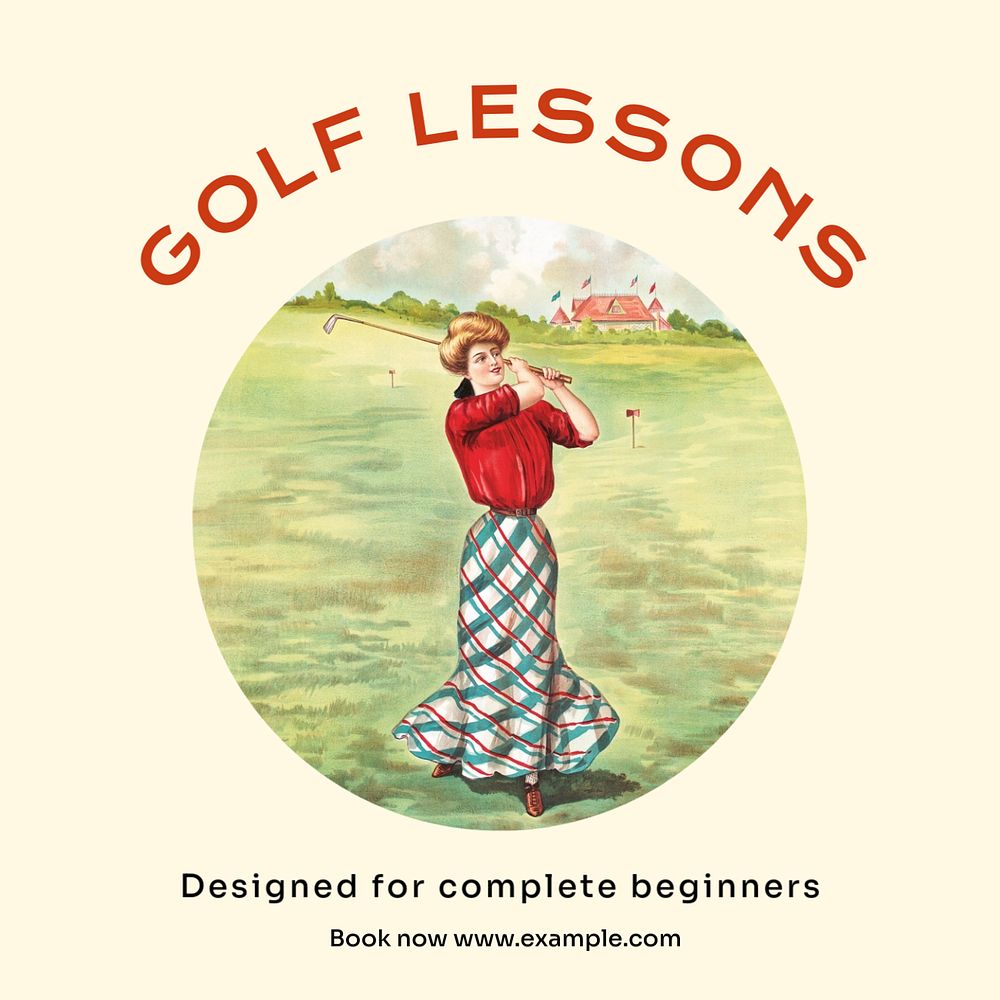 Golf lessons Instagram post template, editable text