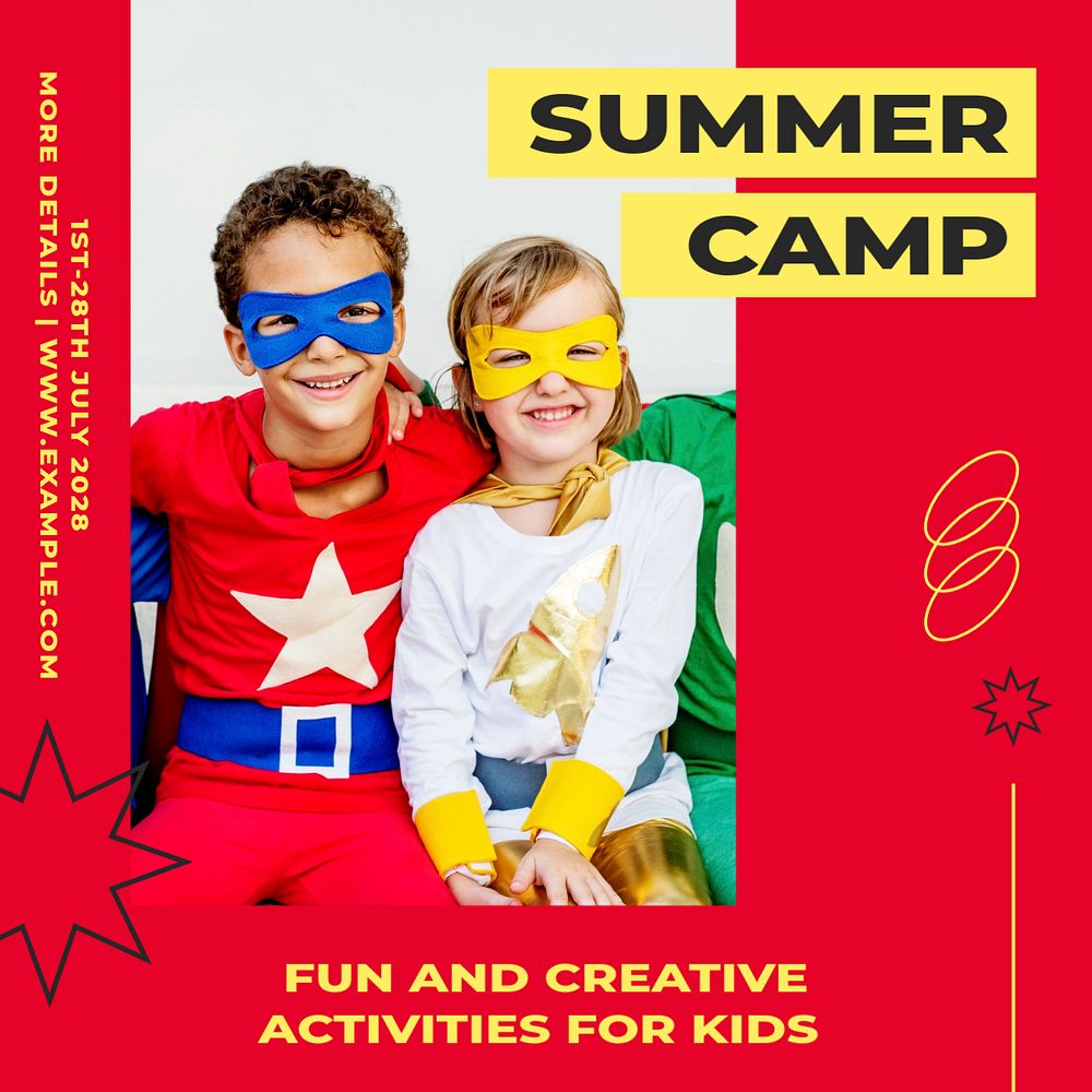 Summer camp Instagram post template, editable design