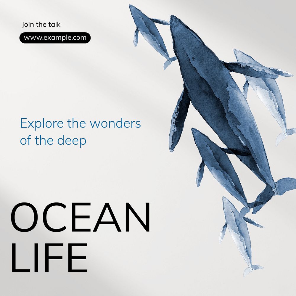 Ocean life Instagram post template, editable text