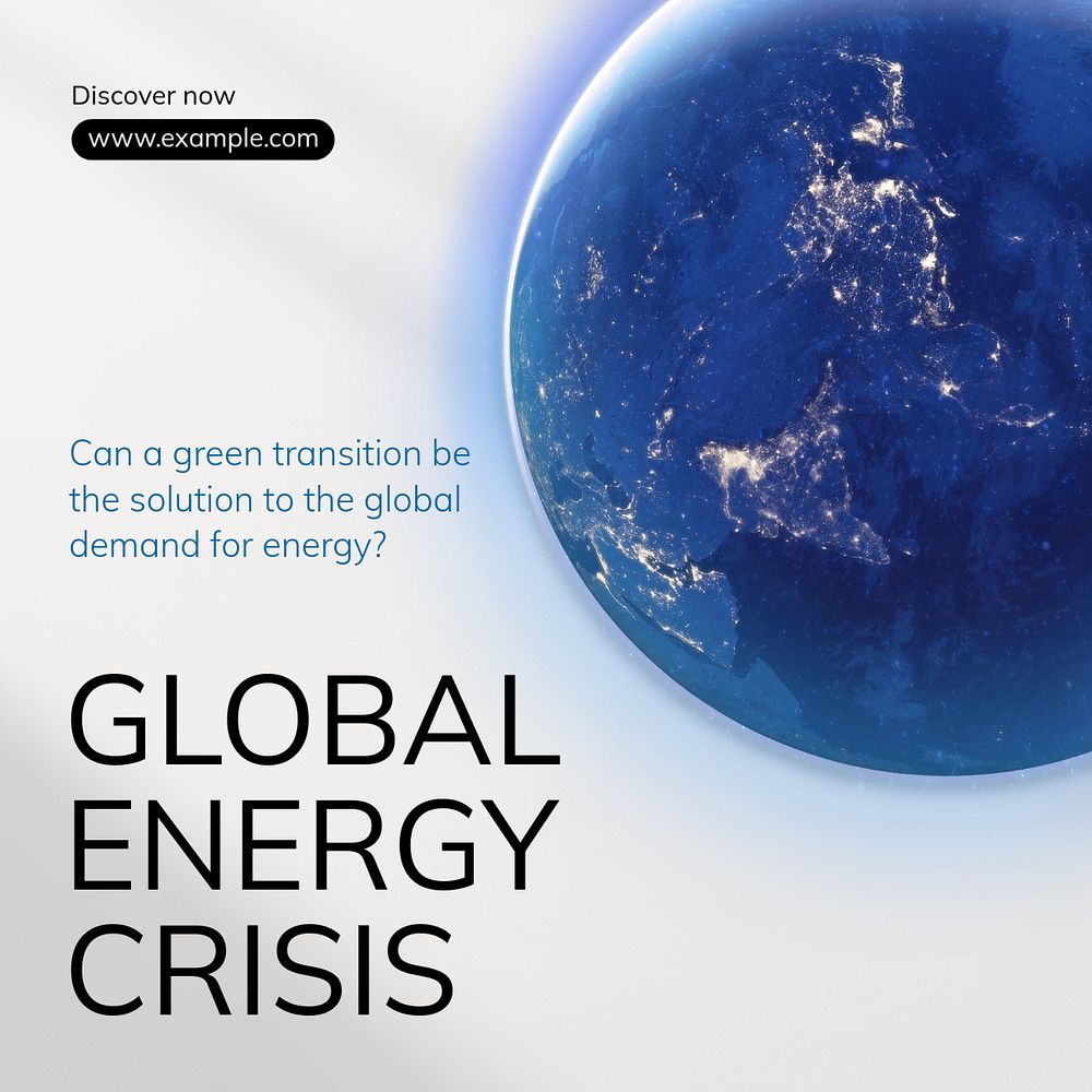 Global energy crisis social post template, editable design for Instagram