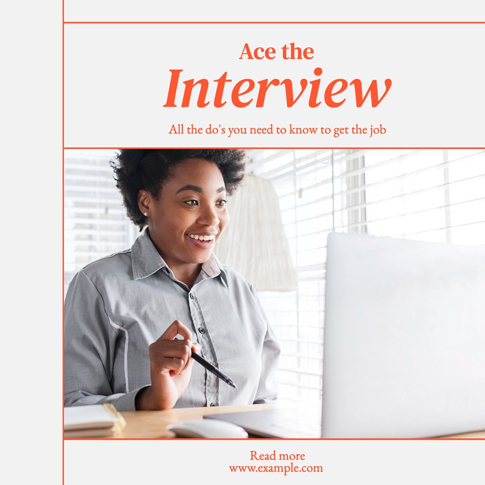 Interview tips Instagram post template, editable text