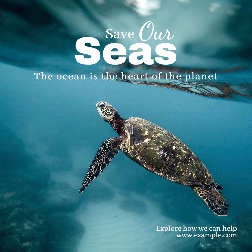 save our seas Instagram post template, editable text