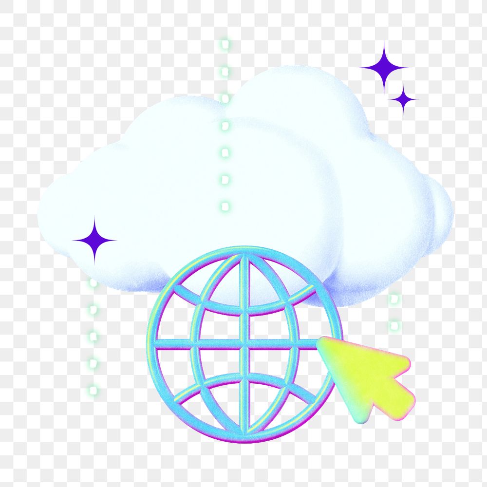 Cloud network png element, editable grid globe collage remix