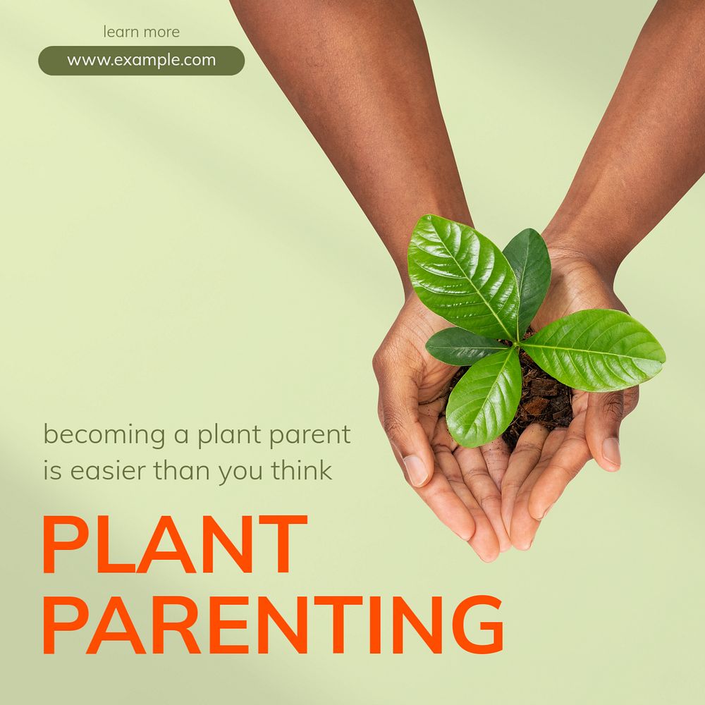 Plant parenting Instagram post template, editable text