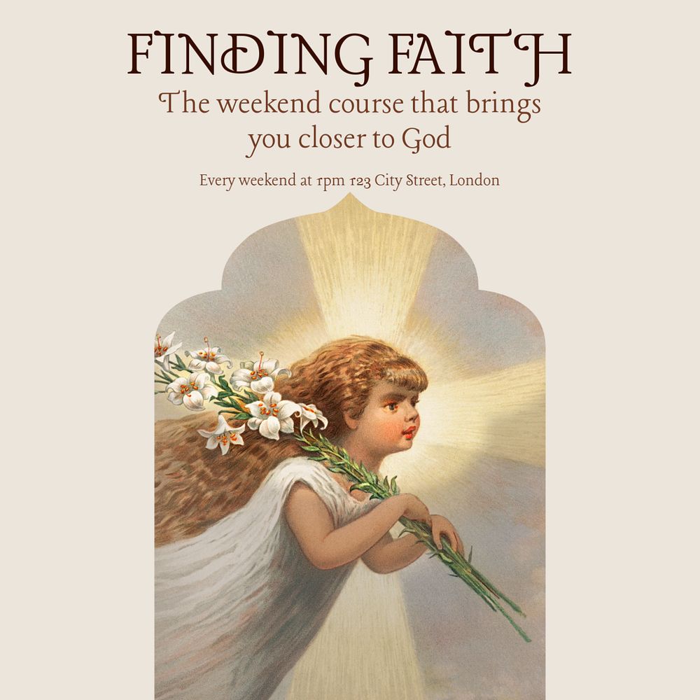 Finding faith Instagram post template, editable text