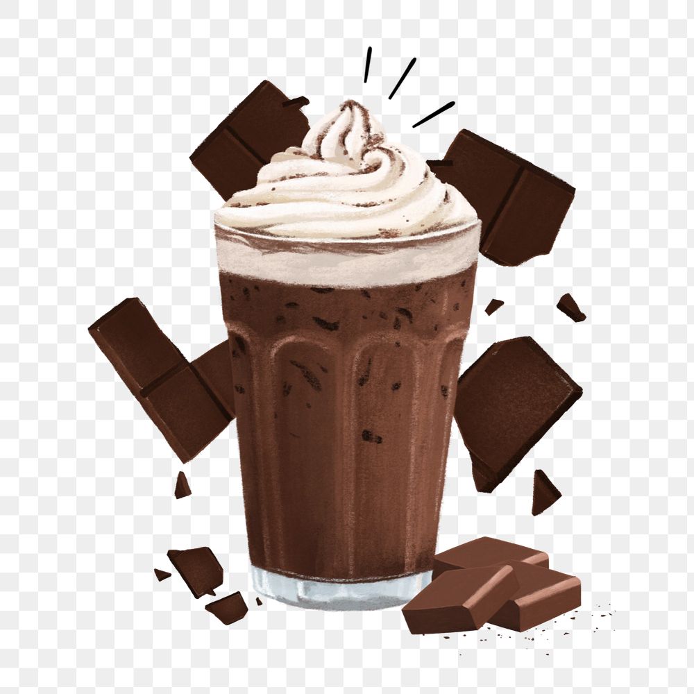 Iced chocolate drink png sticker, editable design