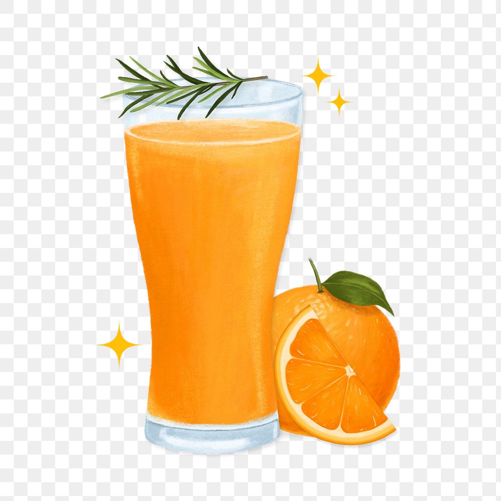 Orange juice png sticker, healthy drink illustration, editable design