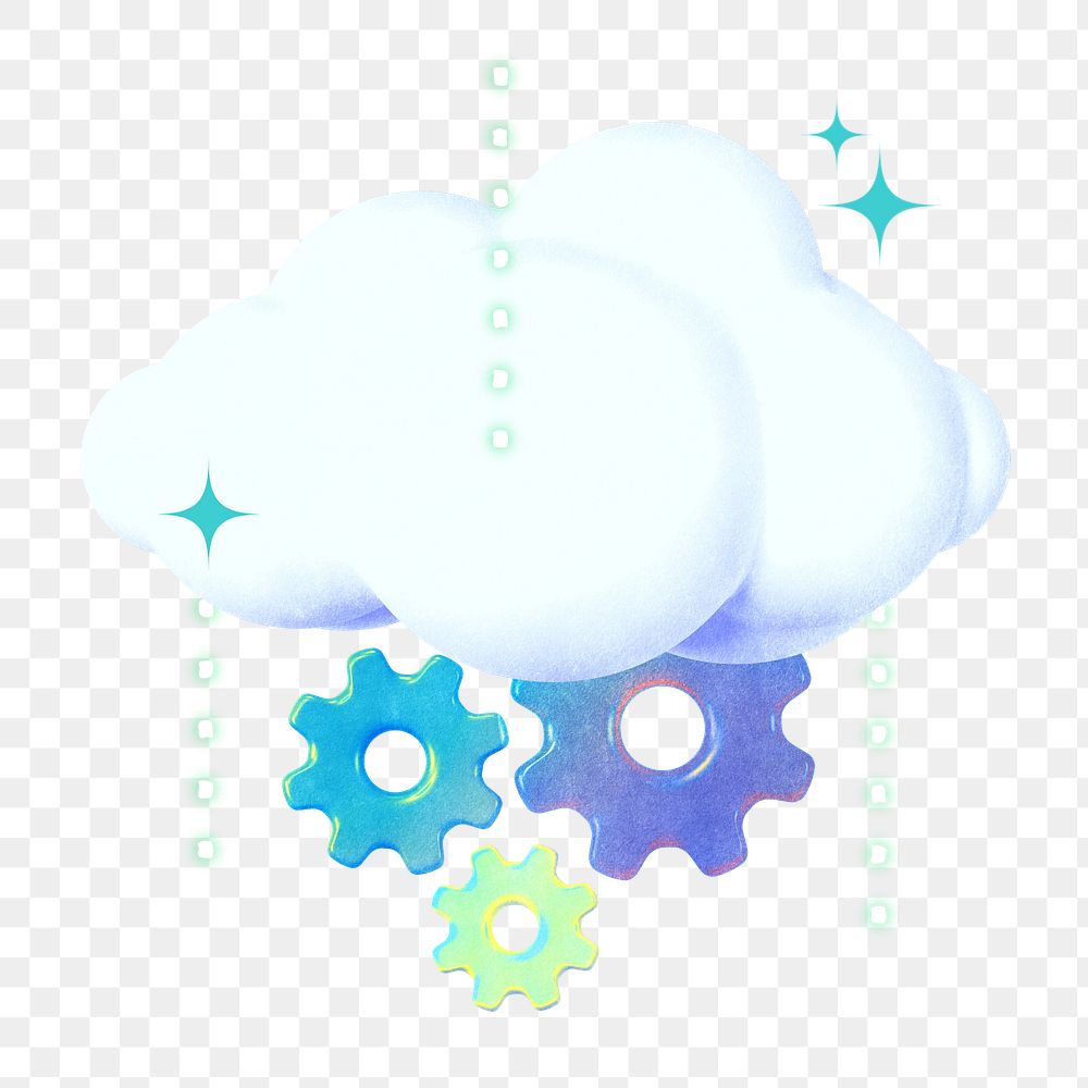 Cloud setting png element, editable technology collage remix, transparent background