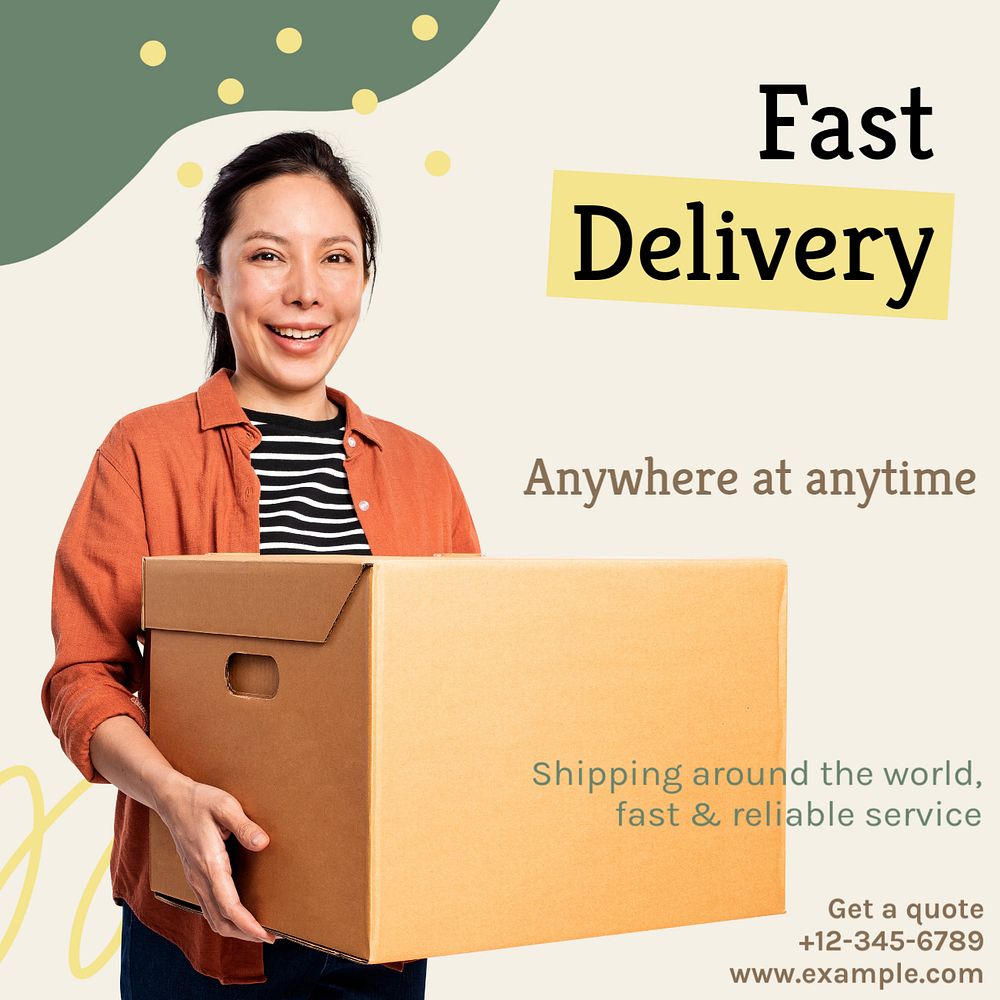 Fast delivery Instagram post template, editable text