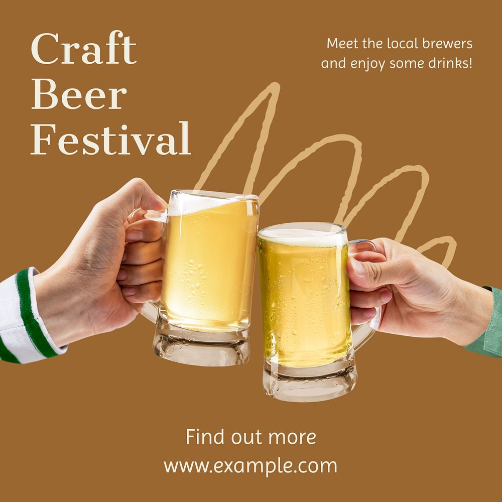 Craft beer festival Instagram post template, editable text