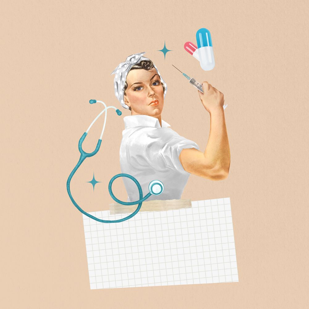 Nurse holding needle, editable healthcare. Remixed by rawpixel.