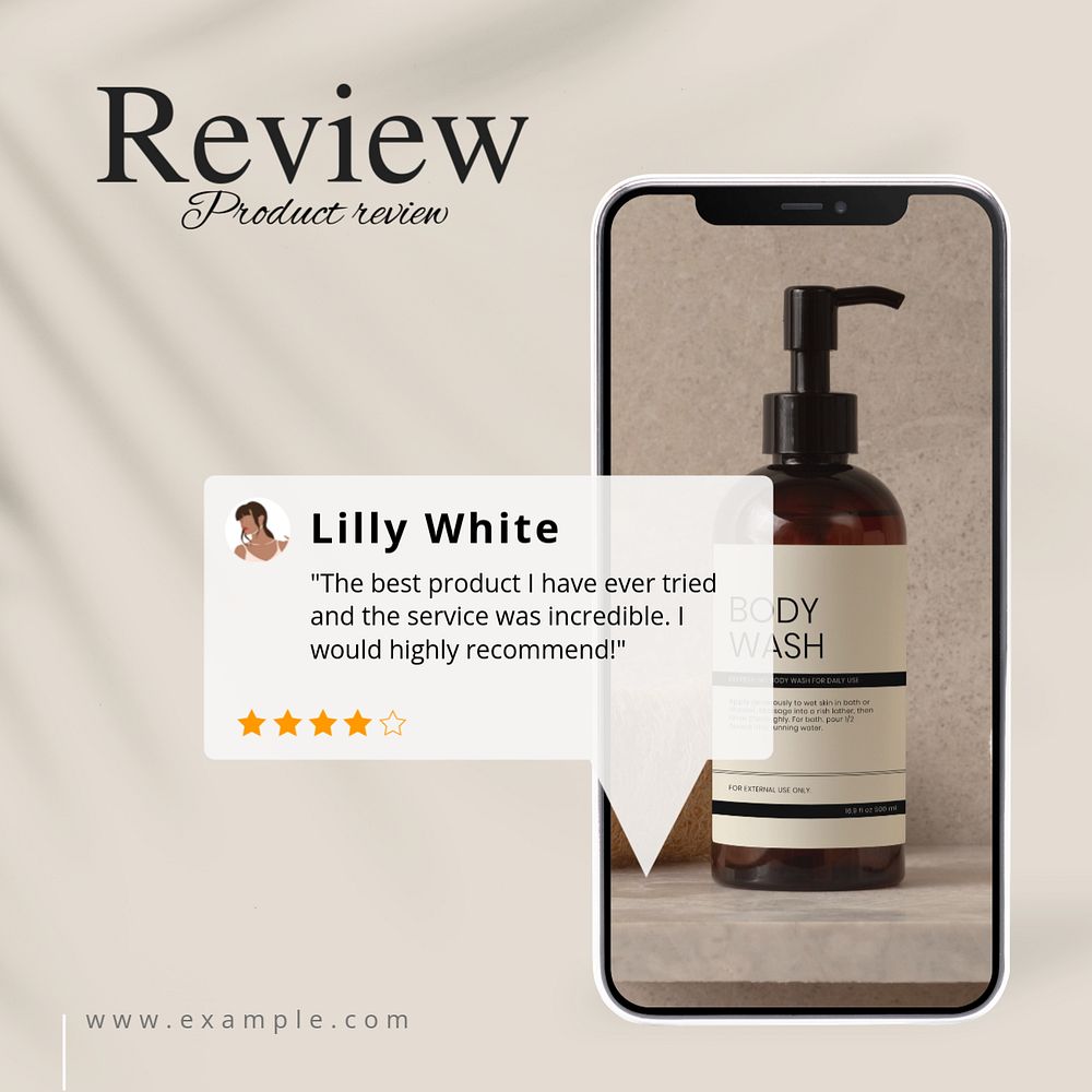 Beauty product review post template, editable social media design