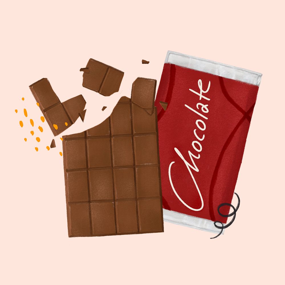 Chocolate bar, dessert illustration, editable design