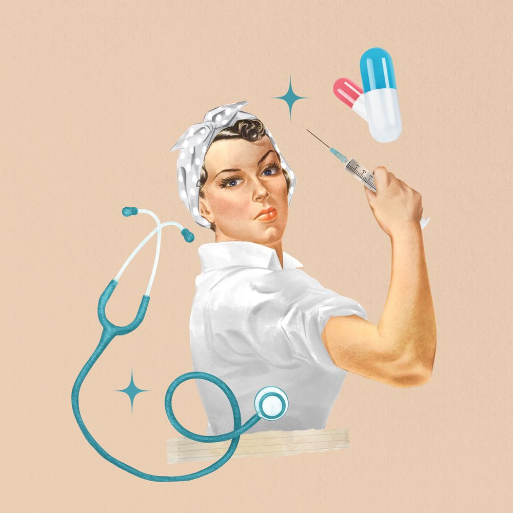 Nurse holding needle, editable healthcare. Remixed by rawpixel.