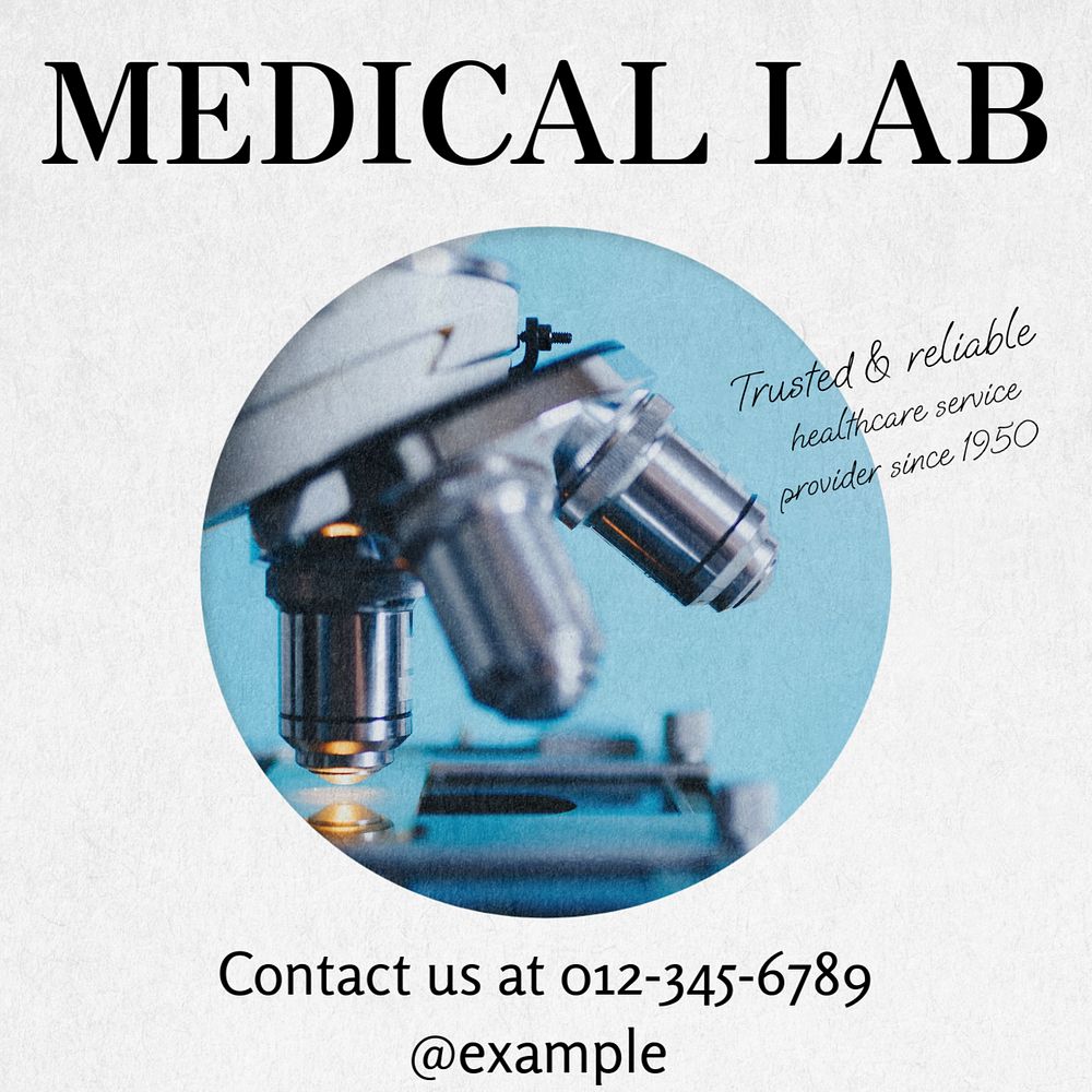 Medical lab Instagram post template, editable text