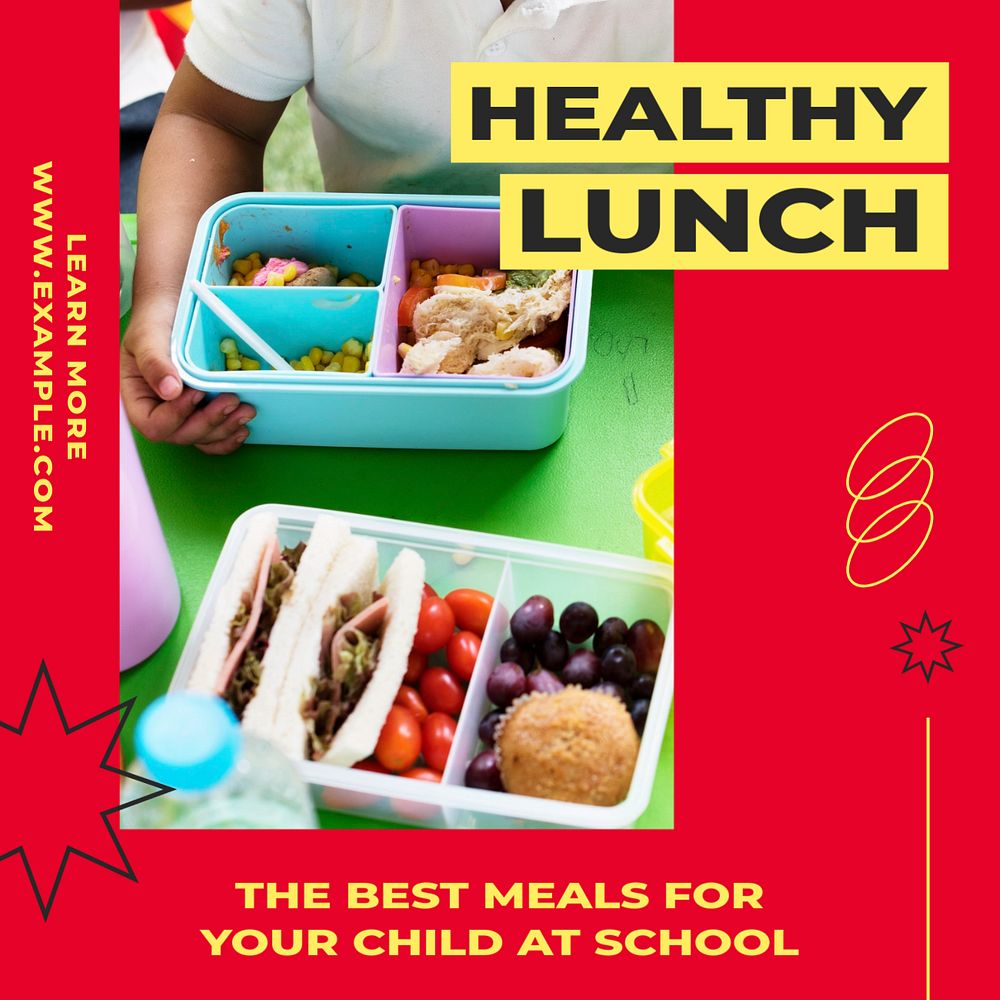 Healthy school lunch Instagram post template, editable design