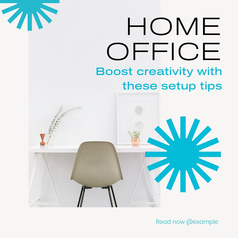 Home office Instagram post template, editable text