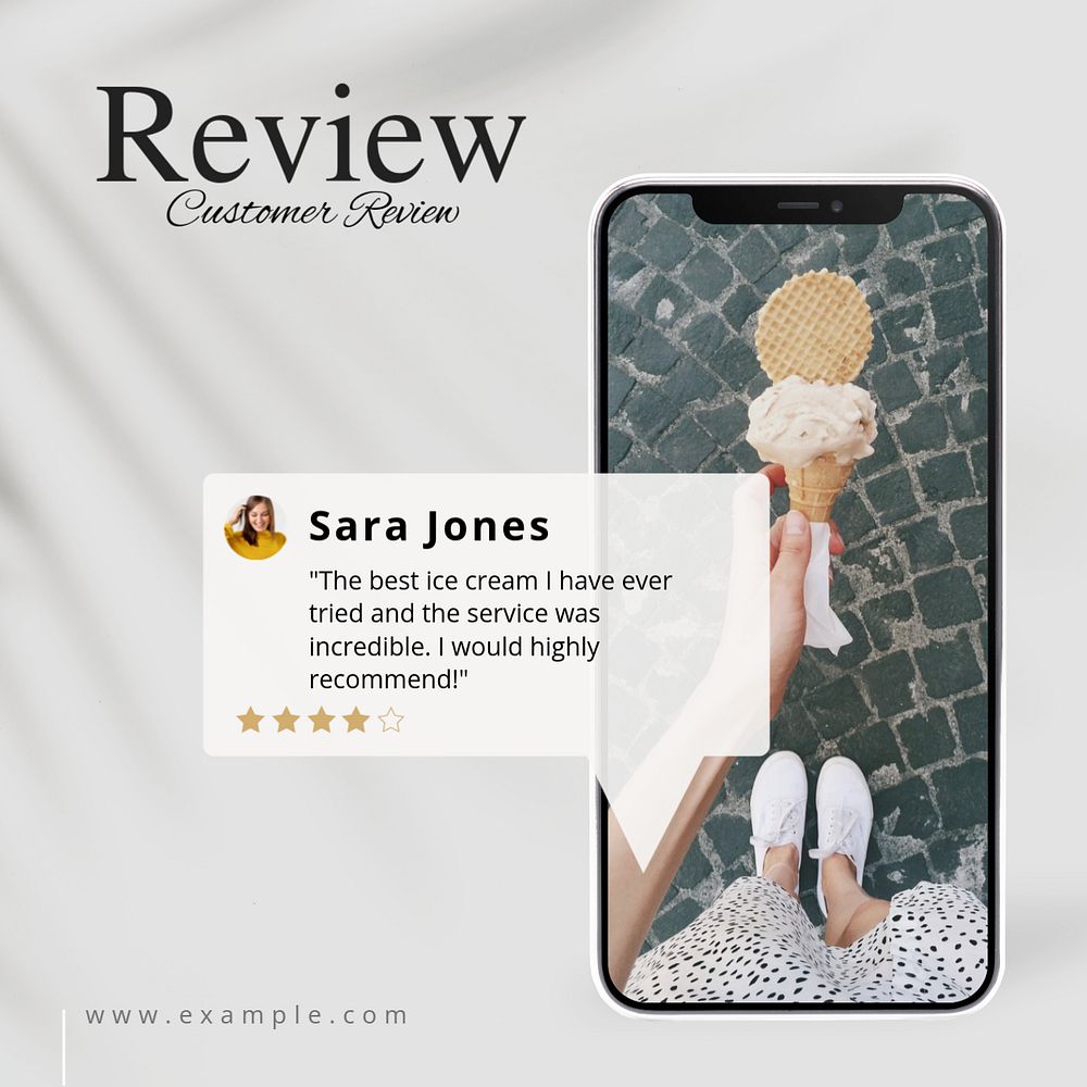 Customer review Facebook post template, editable design