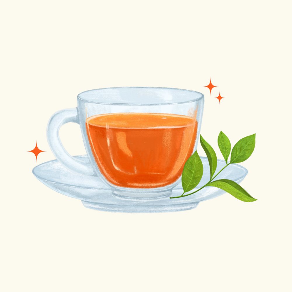 Hot tea, afternoon beverage illustration, editable design