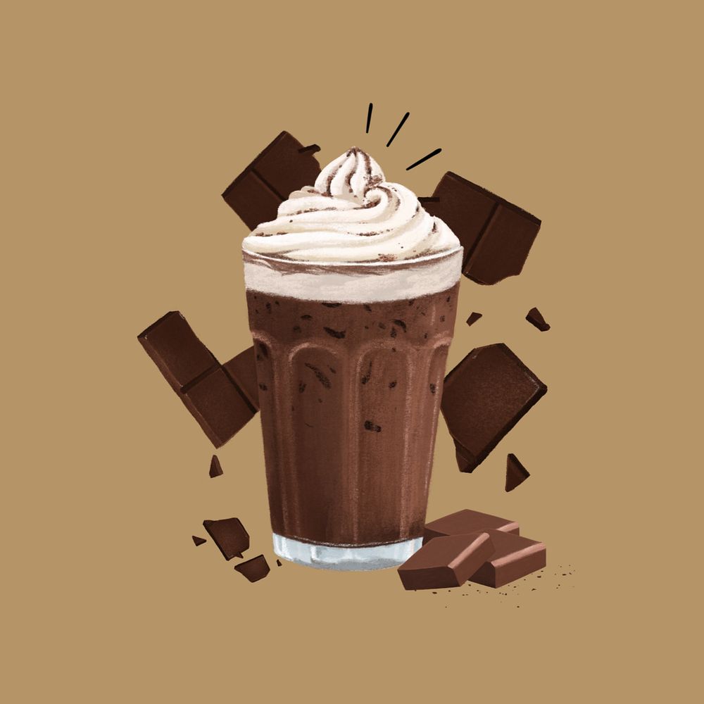 Iced chocolate drink illustration, editable design