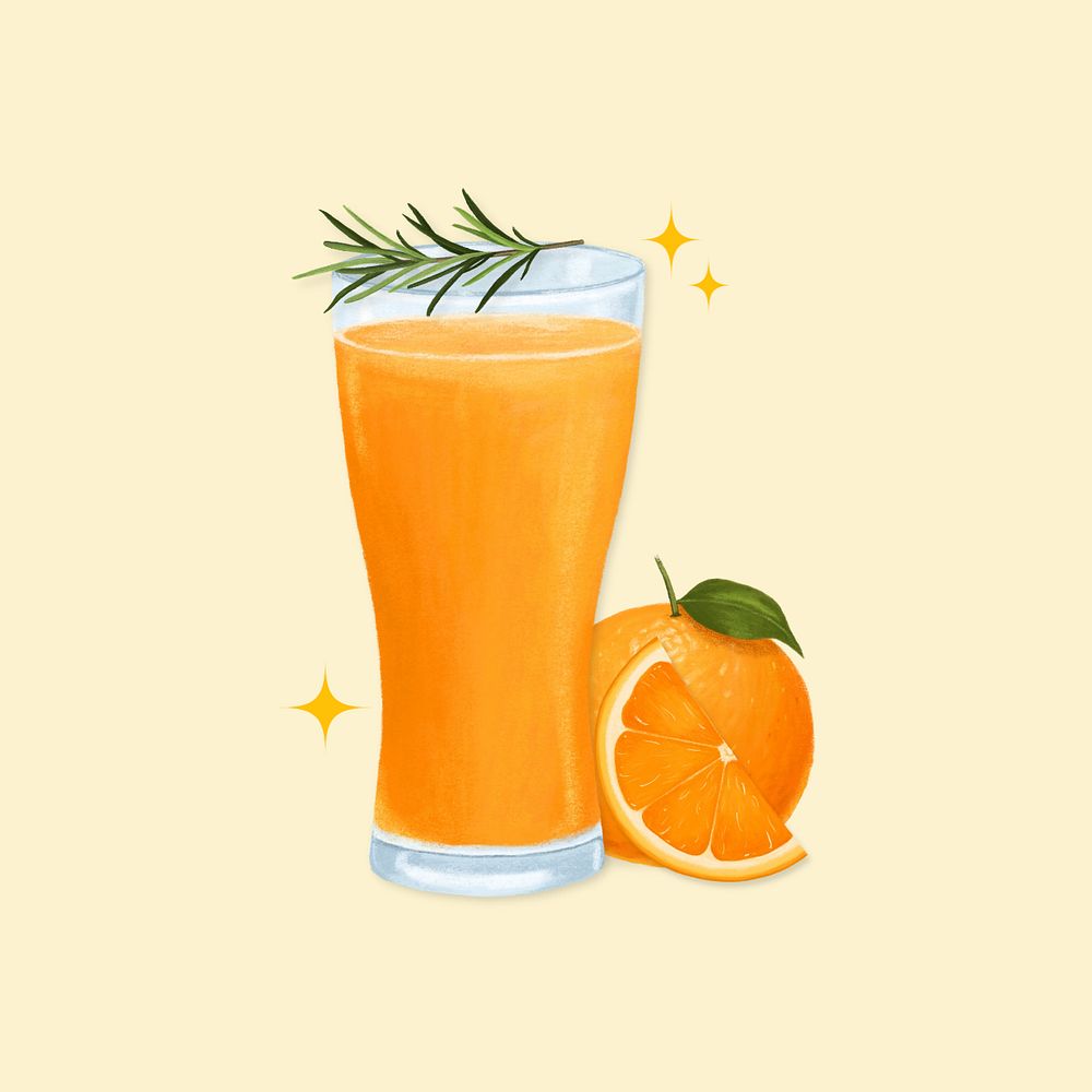 Orange juice, healthy drink illustration, editable design