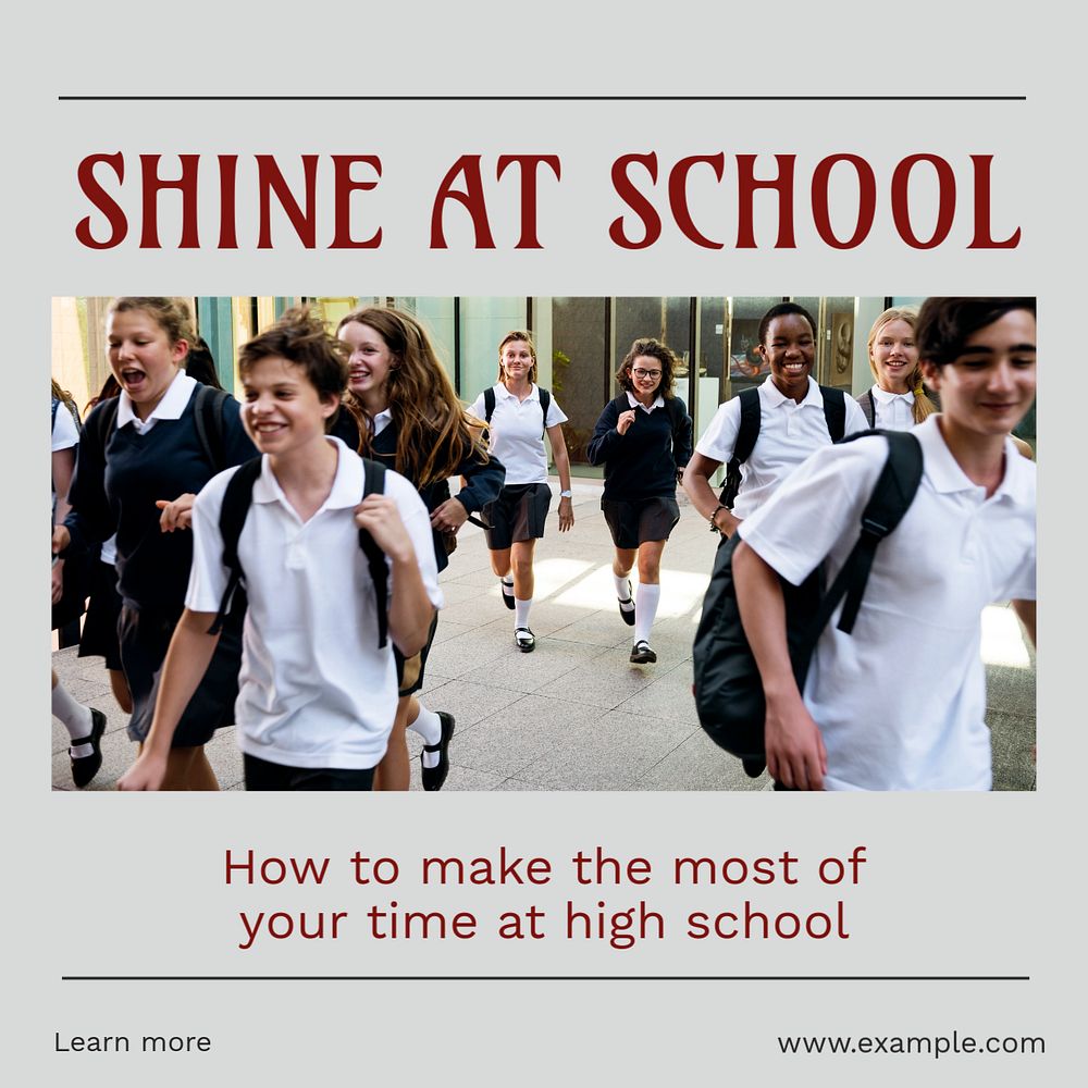 Shine at school Instagram post template, editable design