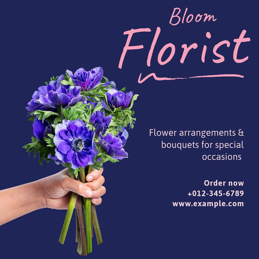 Florist Instagram post template, editable text