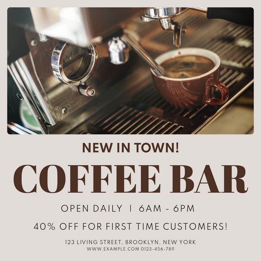 Coffee cafe Instagram post template, editable text