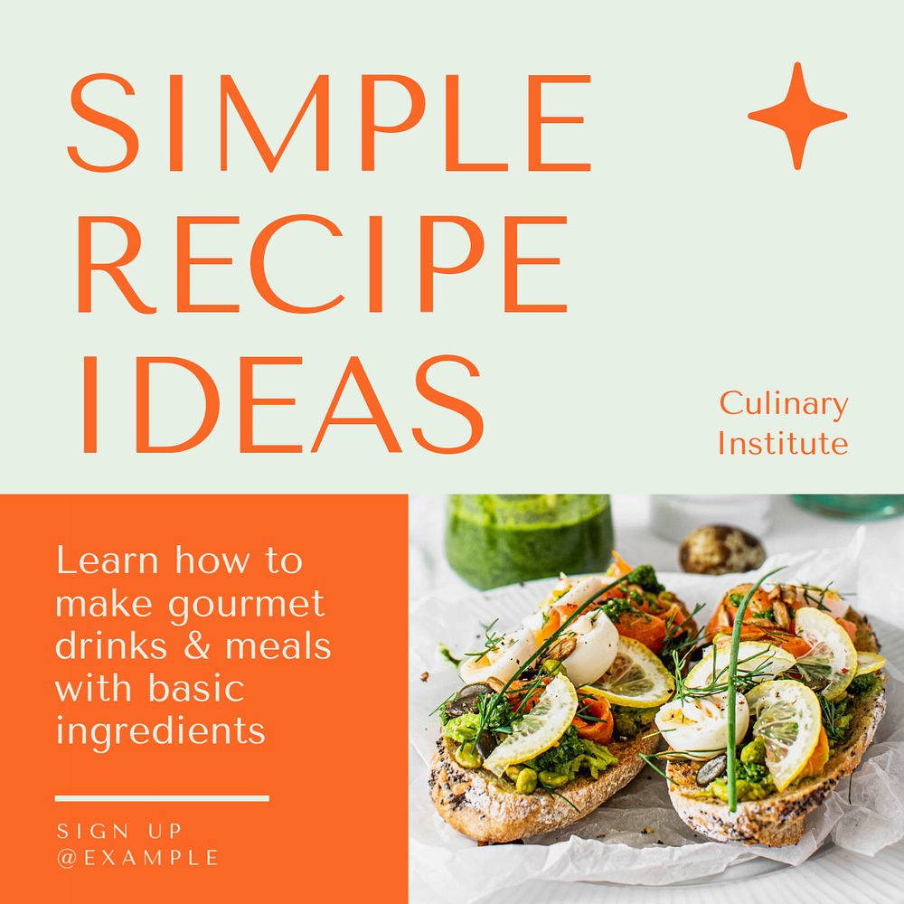 Recipe ideas Instagram post template, editable text