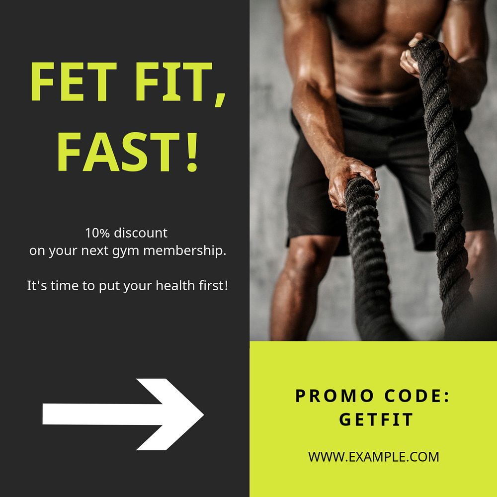 Get fit Instagram post template, editable text