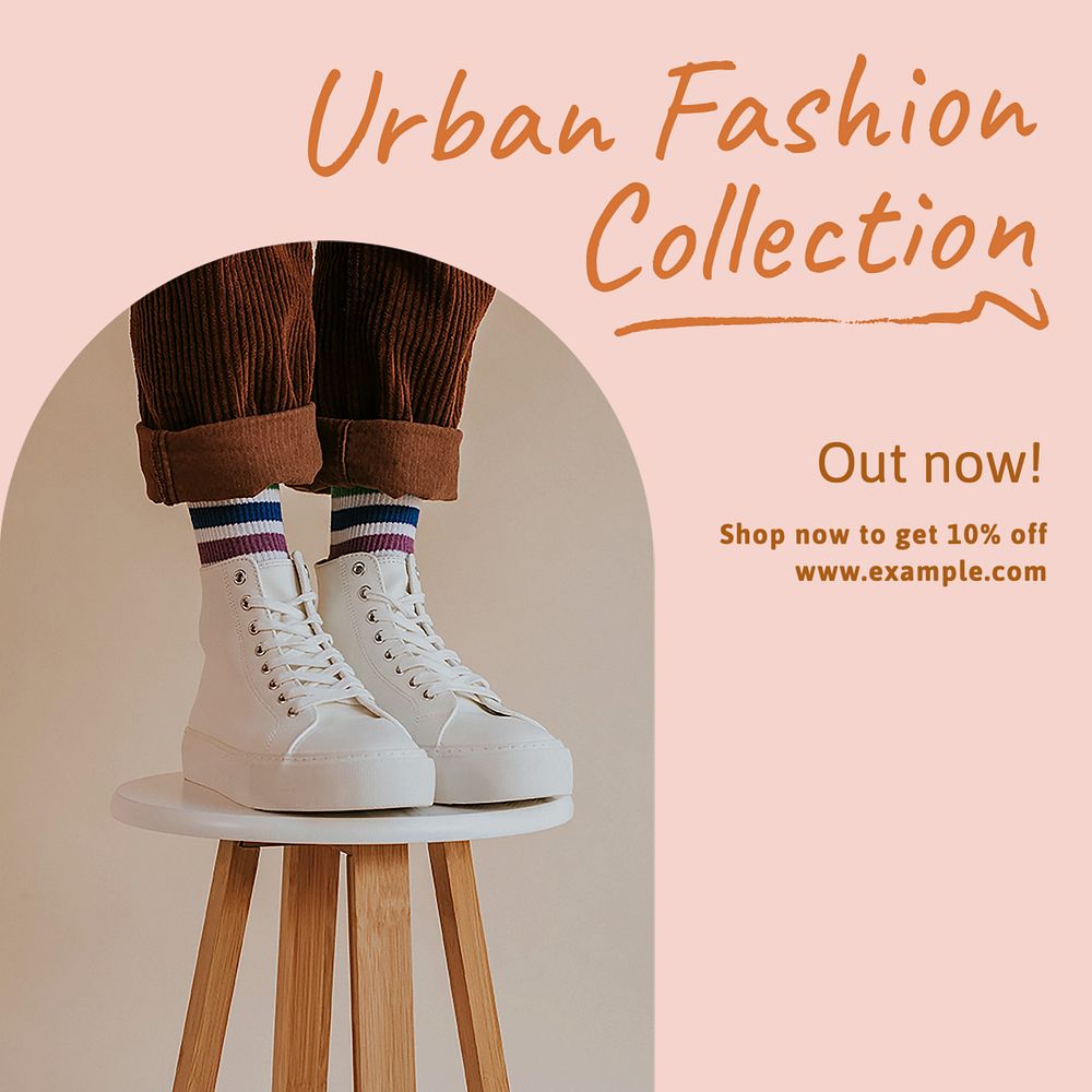 Urban fashion collection Instagram post template, editable text