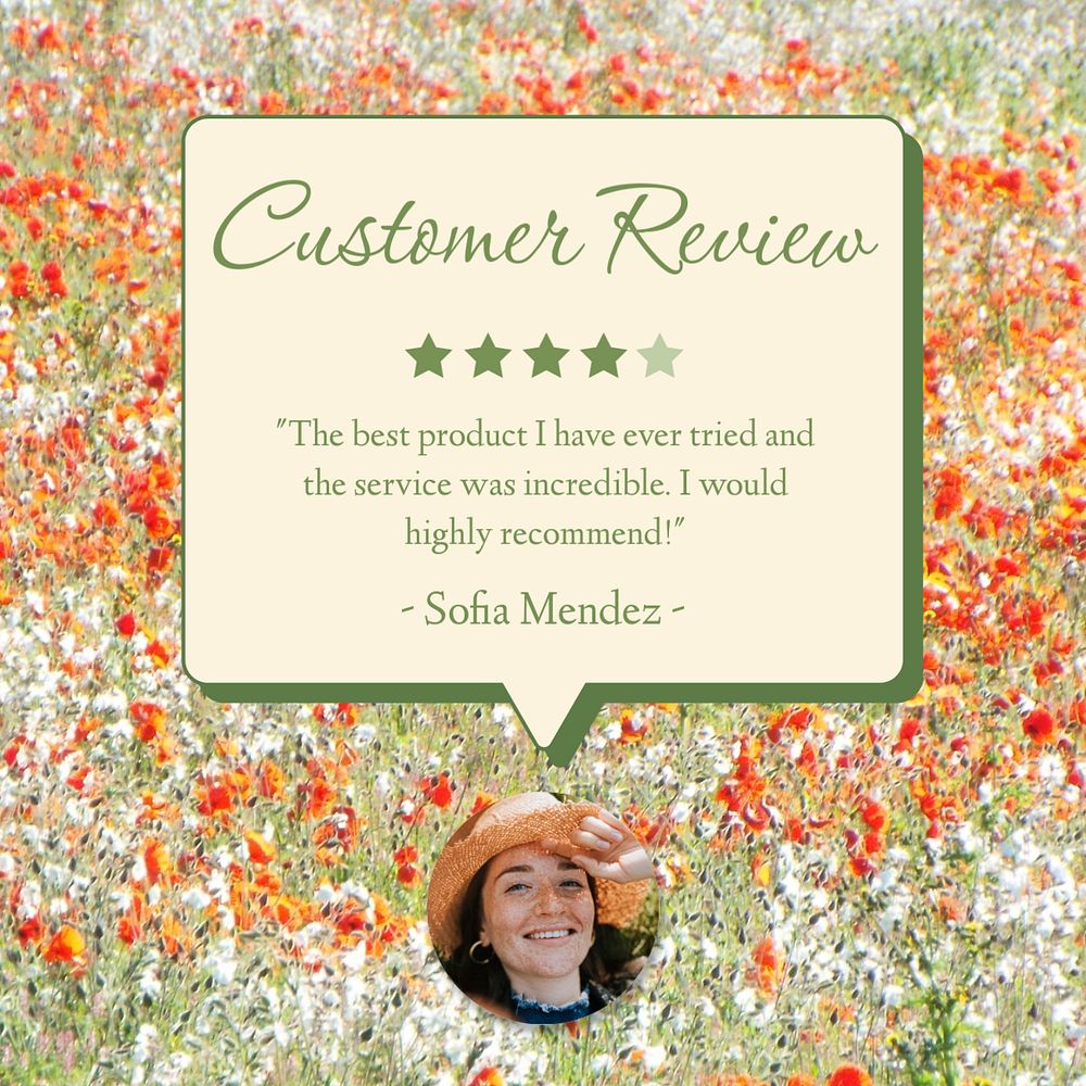 Customer review Facebook post template, editable design