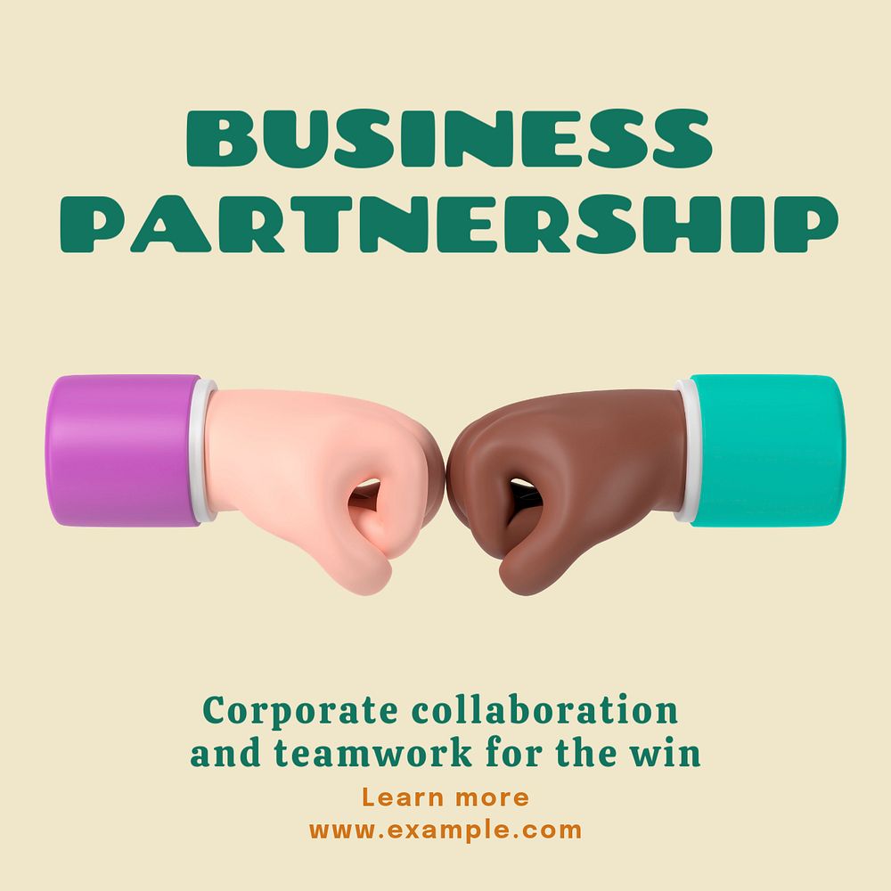 Business partnership Instagram post template, editable text