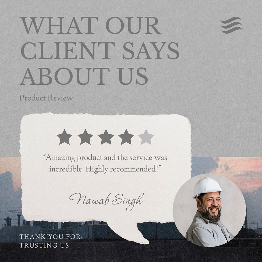 Client review post template, editable social media design