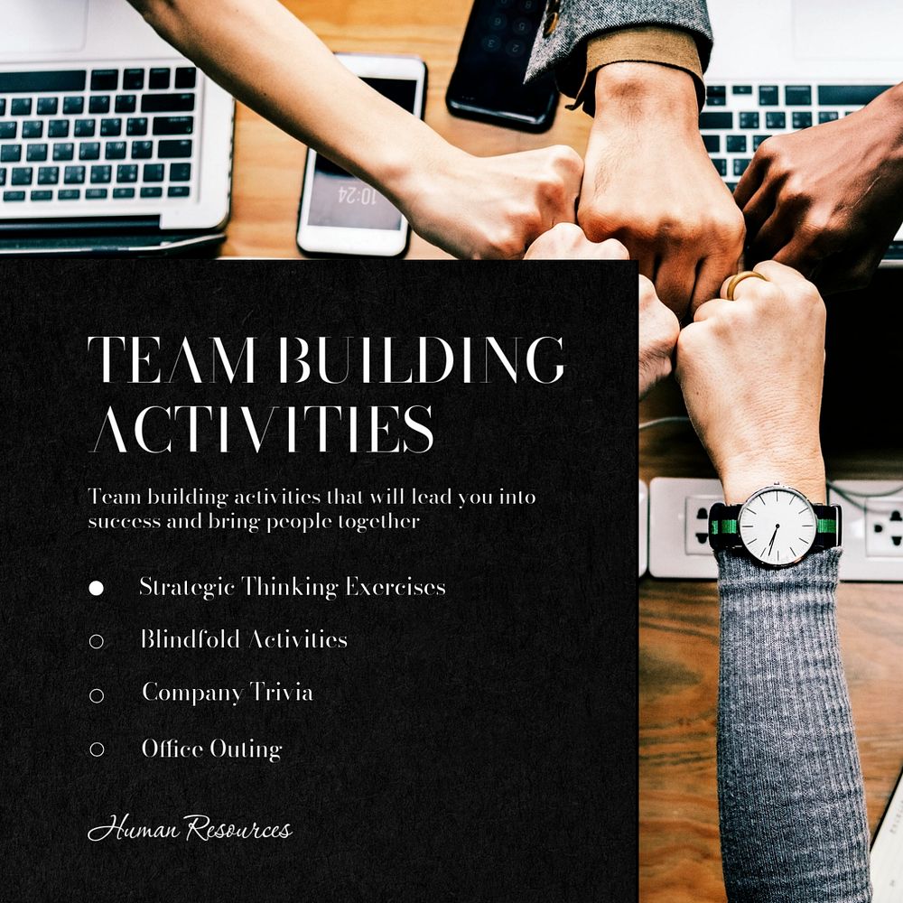 Team building work Instagram post template, editable text