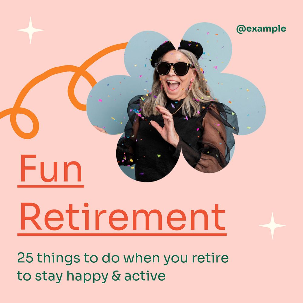 Fun retirement Facebook post template, editable design