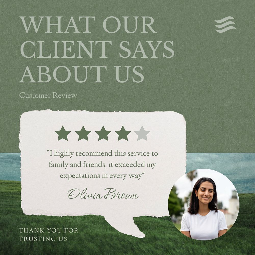 Client review post template, editable social media design