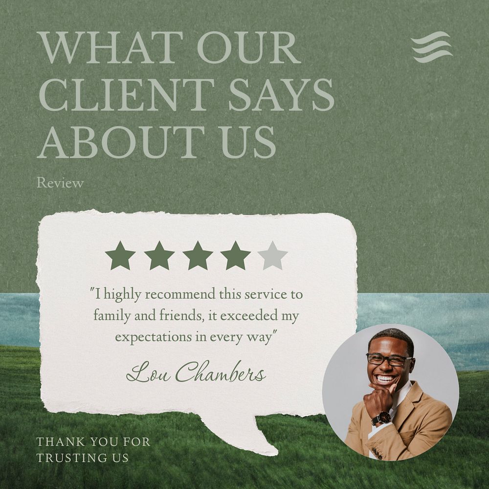 Client review post template, editable social media design